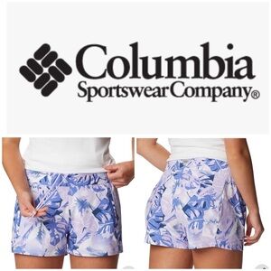 NWT $50 Columbia Women Plus XXL Tidel II Purple Print Shorts UPF 50 zip pockets